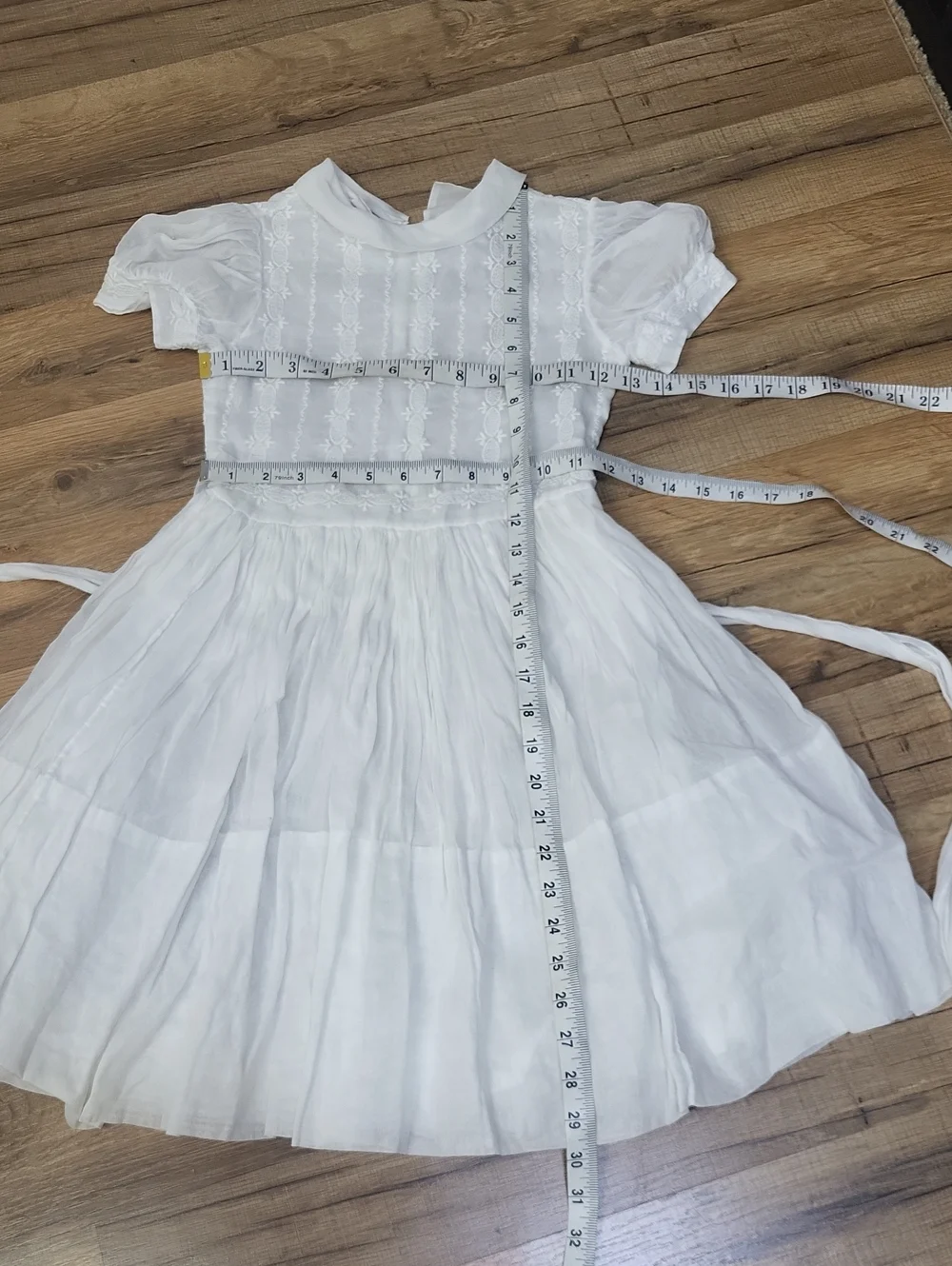 Vtg MISS QUALITY Girls White Embroidered Sheer  Party Flower Wedding Dress